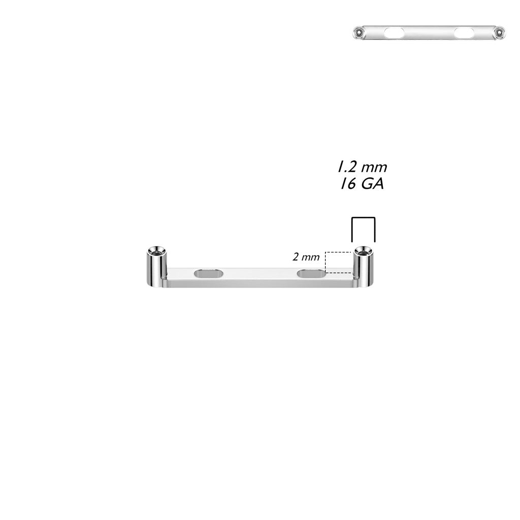 Internally Threaded Flat Surface Barbell Base with 2 Holes - ASTM F-136 Implant Grade Titanium