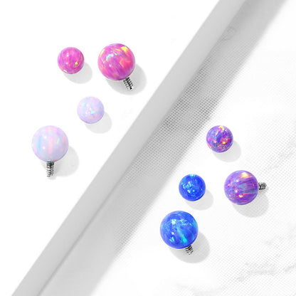 Set of 4 Synthetic Opal Ball Internally Threaded Dermal Anchor Tops - Stainless Steel