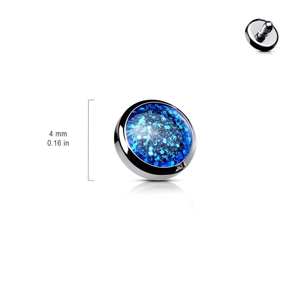 Epoxy Covered Glitter Internally Threaded Dermal Anchor Top
- Stainless Steel