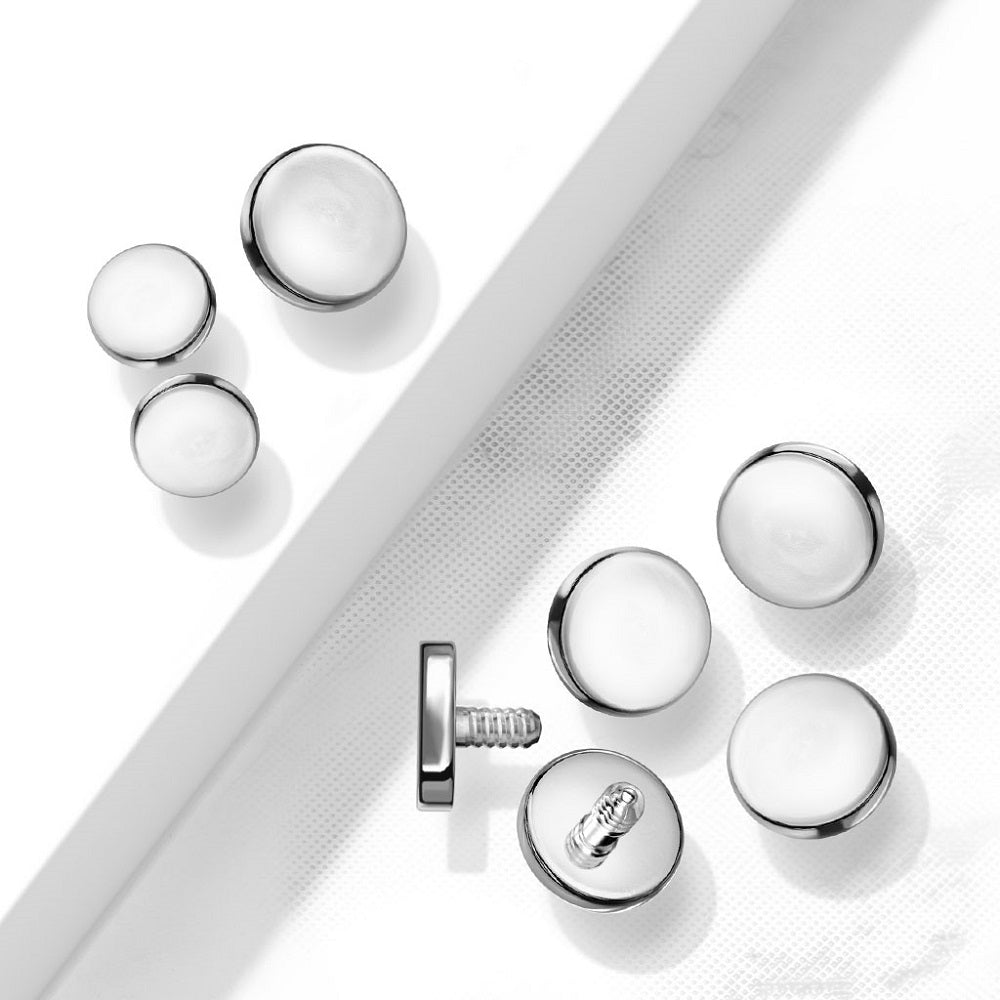 Set of 10 Flat Round Disc Internally Threaded Dermal Anchor Tops - G23 Implant Grade Titanium