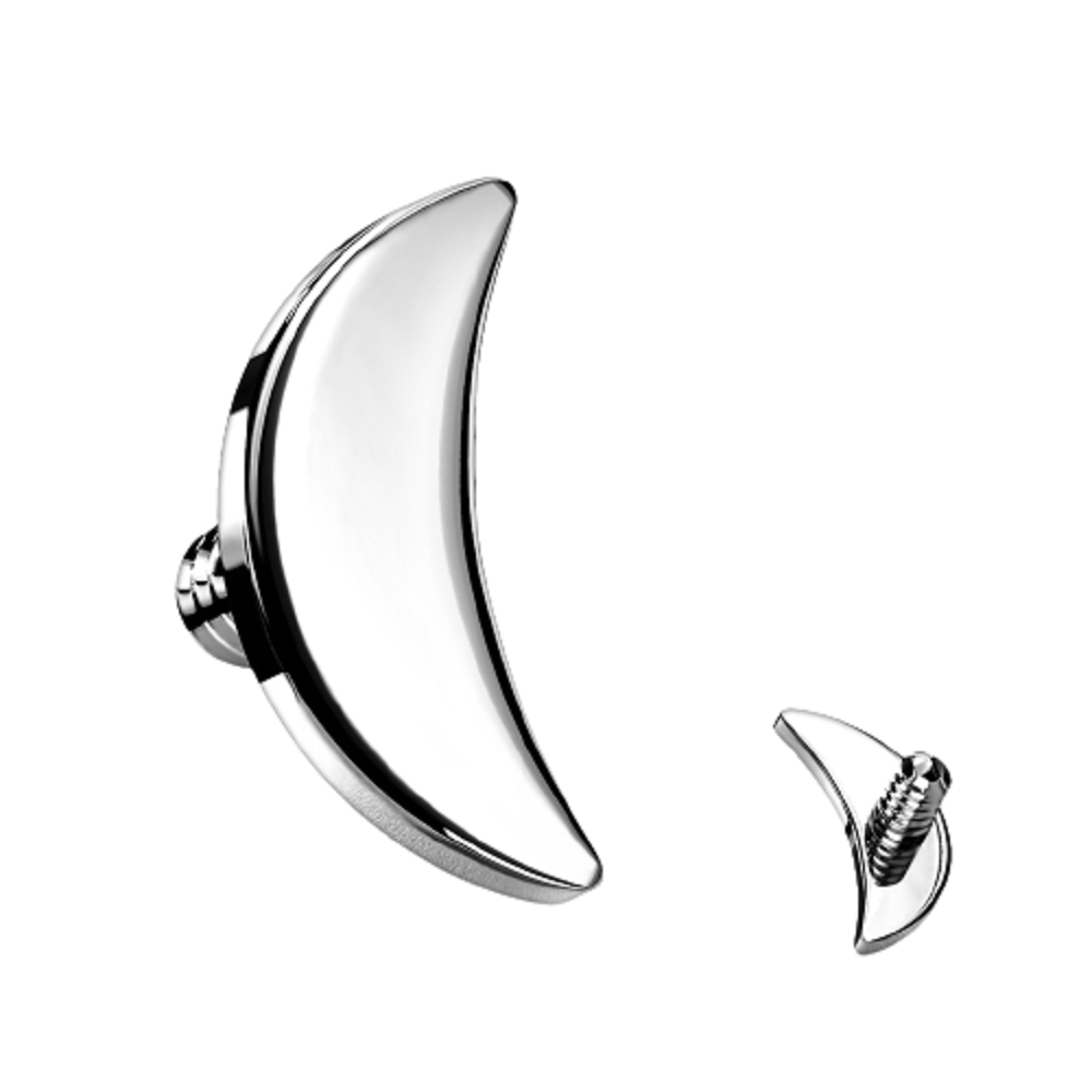 Flat Crescent Moon Shaped Internally Threaded Dermal Anchor Top - G23 Implant Grade Titanium