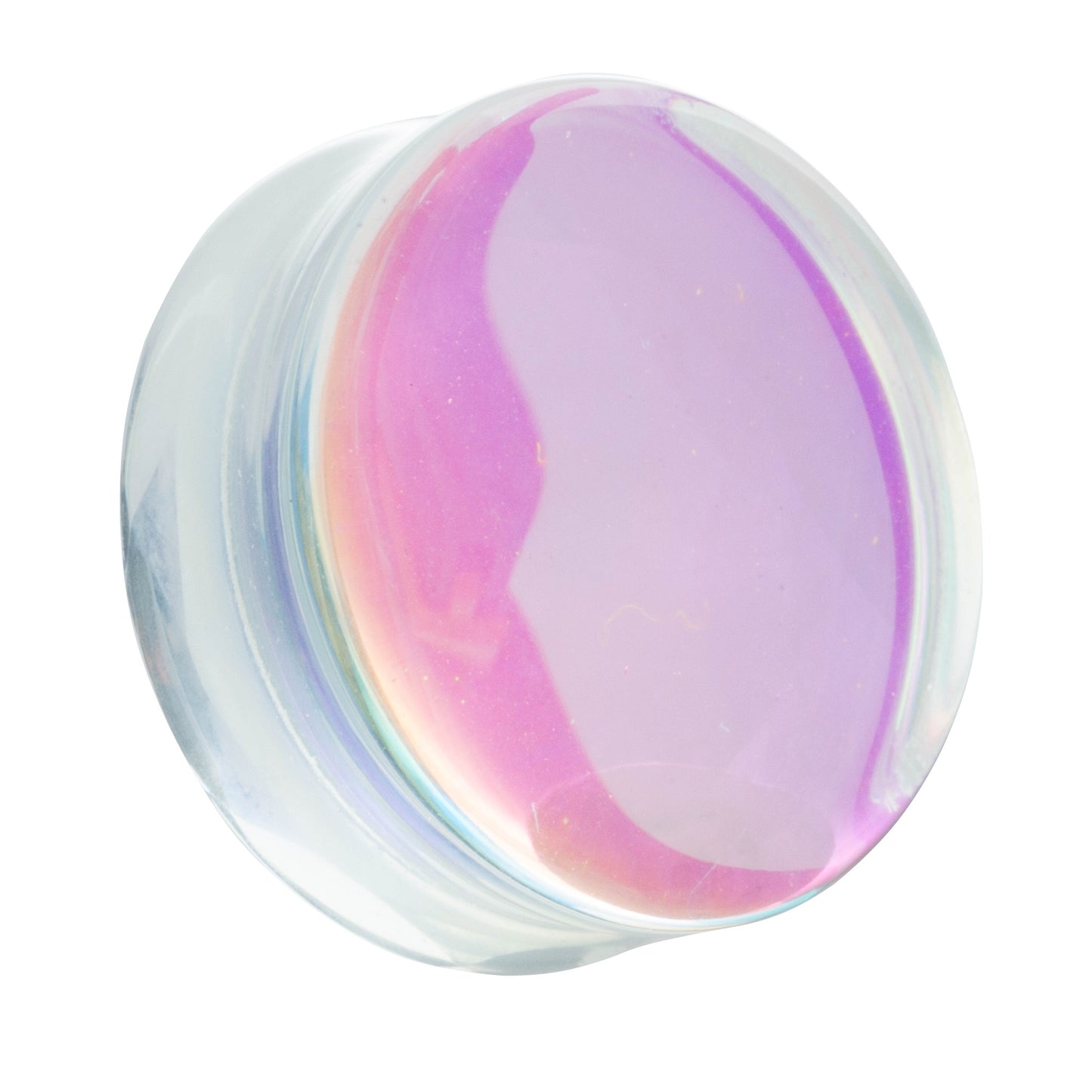 Iridescent Glass Faceted Convex Double Flared Plugs - Pair