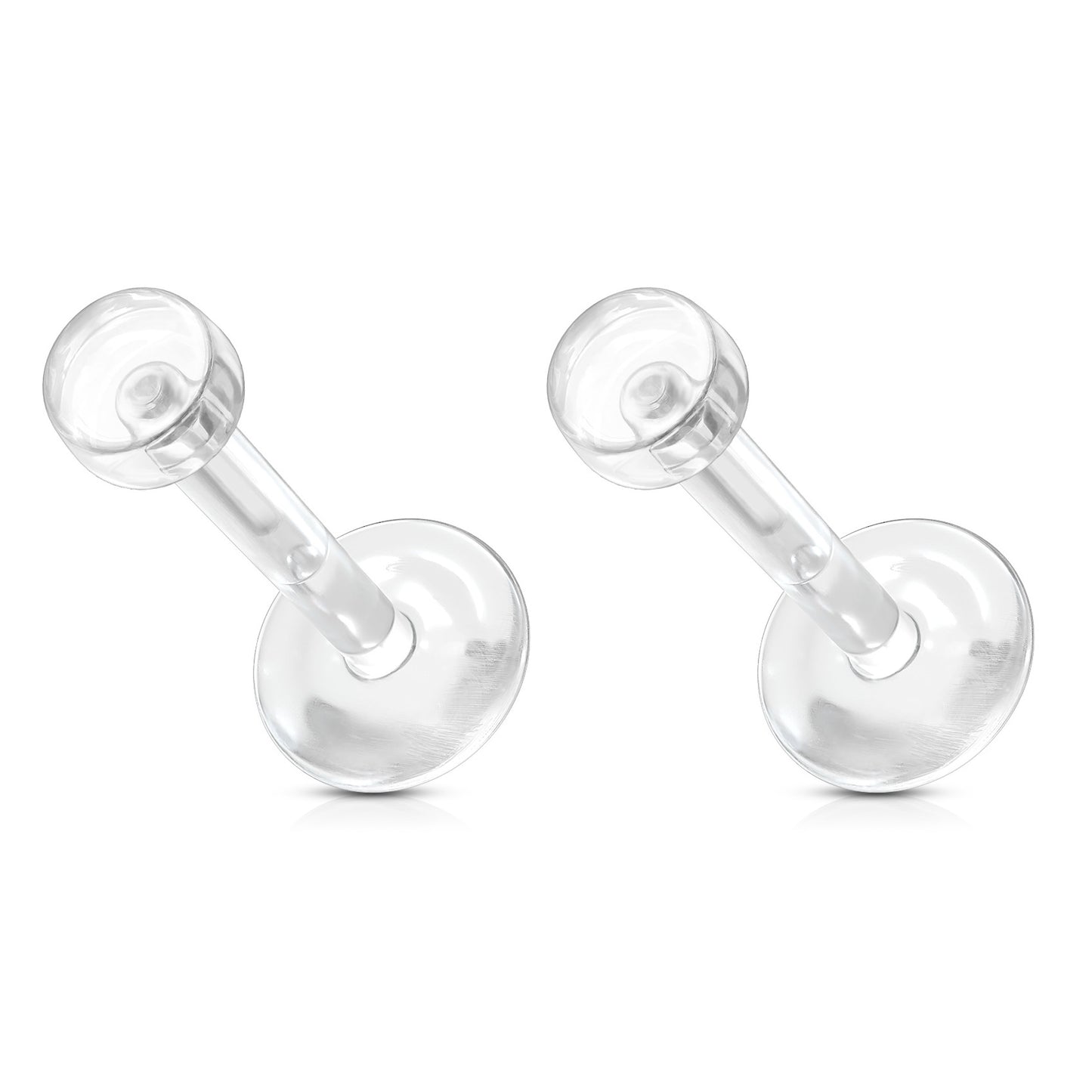 Clear Bioflex 3mm Flat Push Top Piercing Retainers - Pair