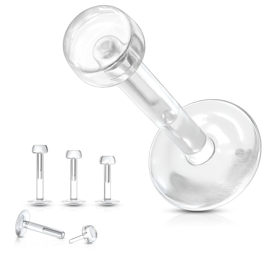 Clear Bioflex 3mm Flat Push Top Piercing Retainers - Pair