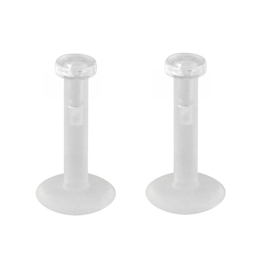 Clear Push Top Biopierce Lip Labret Monroe Cartilage Helix Ear Lobe Retainers - Pair