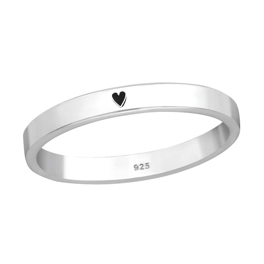 Black Heart Center Ring - 925 Sterling Silver