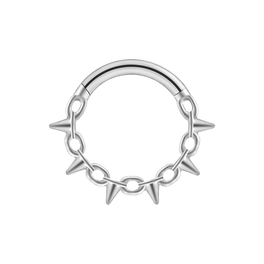 Spike and Chain Hinged Segment Clicker Ring - ASTM F-136 Implant Grade Titanium