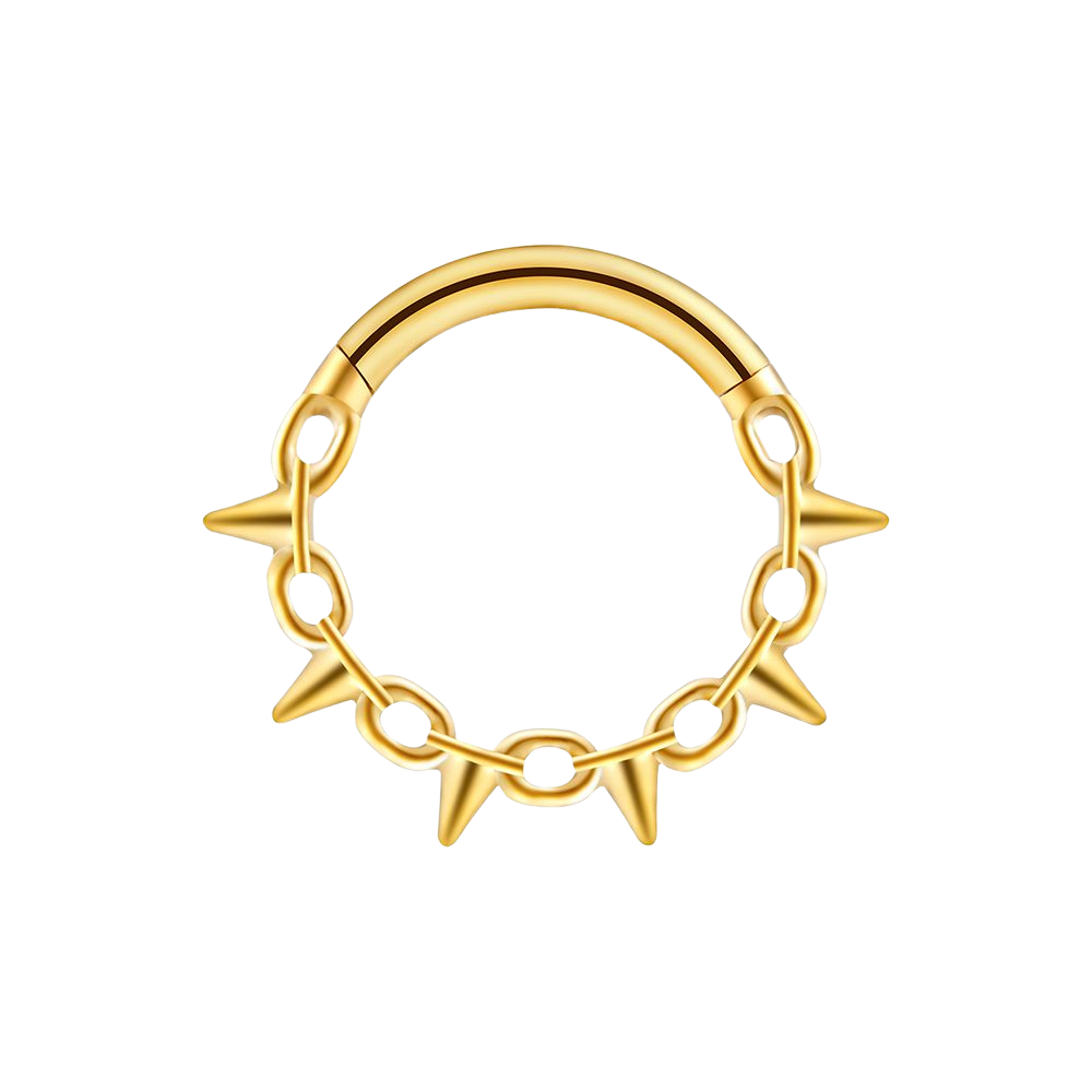 Spike and Chain Hinged Segment Clicker Ring - ASTM F-136 Implant Grade Titanium
