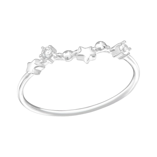 Pisces CZ Crystal Zodiac Sign Constellation Ring - 925 Sterling Silver