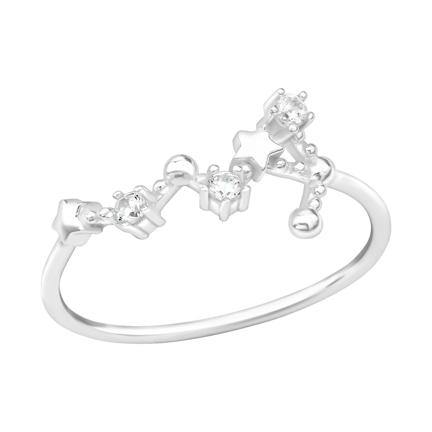 Virgo CZ Crystal Zodiac Sign Constellation Ring - 925 Sterling Silver