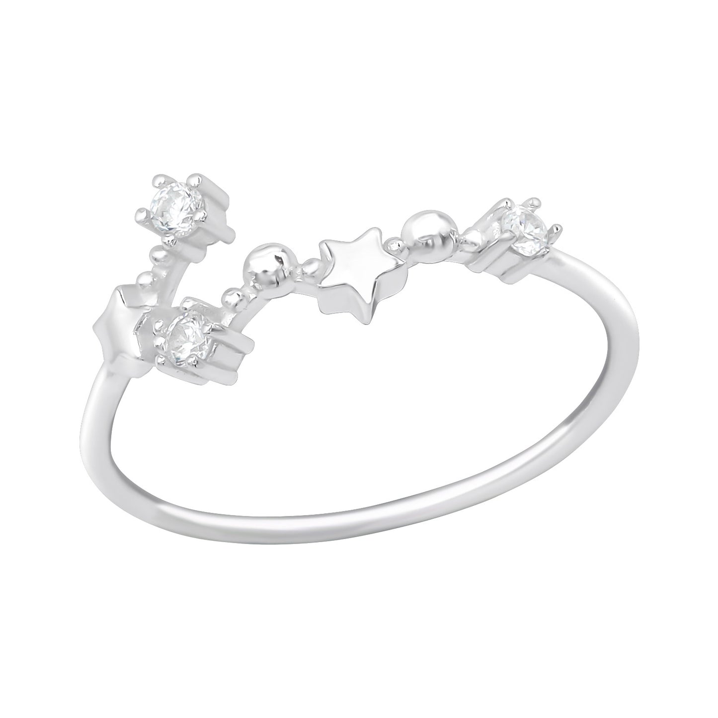 Scorpio CZ Crystal Zodiac Sign Constellation Ring - 925 Sterling Silver