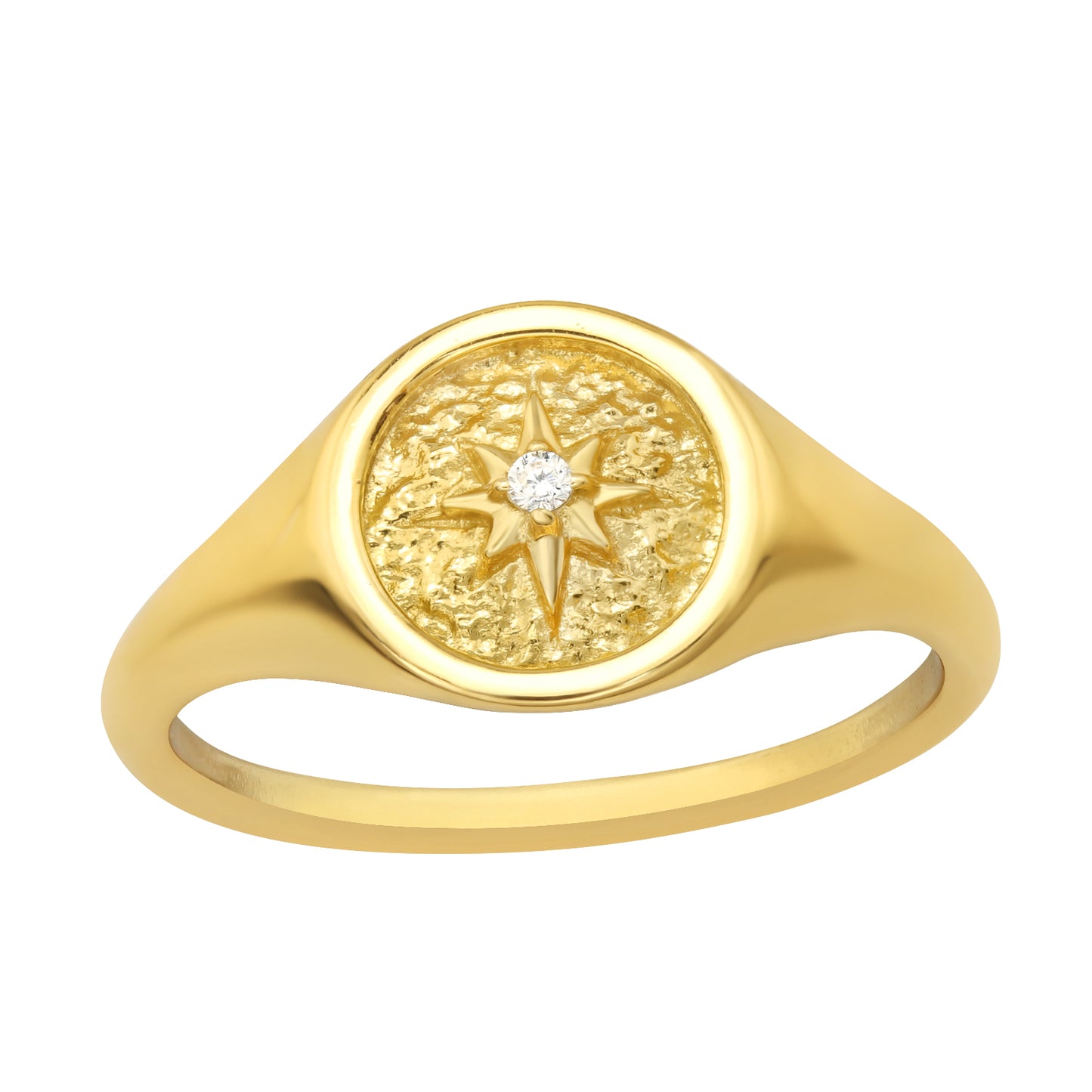 North Star Signet Ring - Gold Plated 925 Sterling Silver