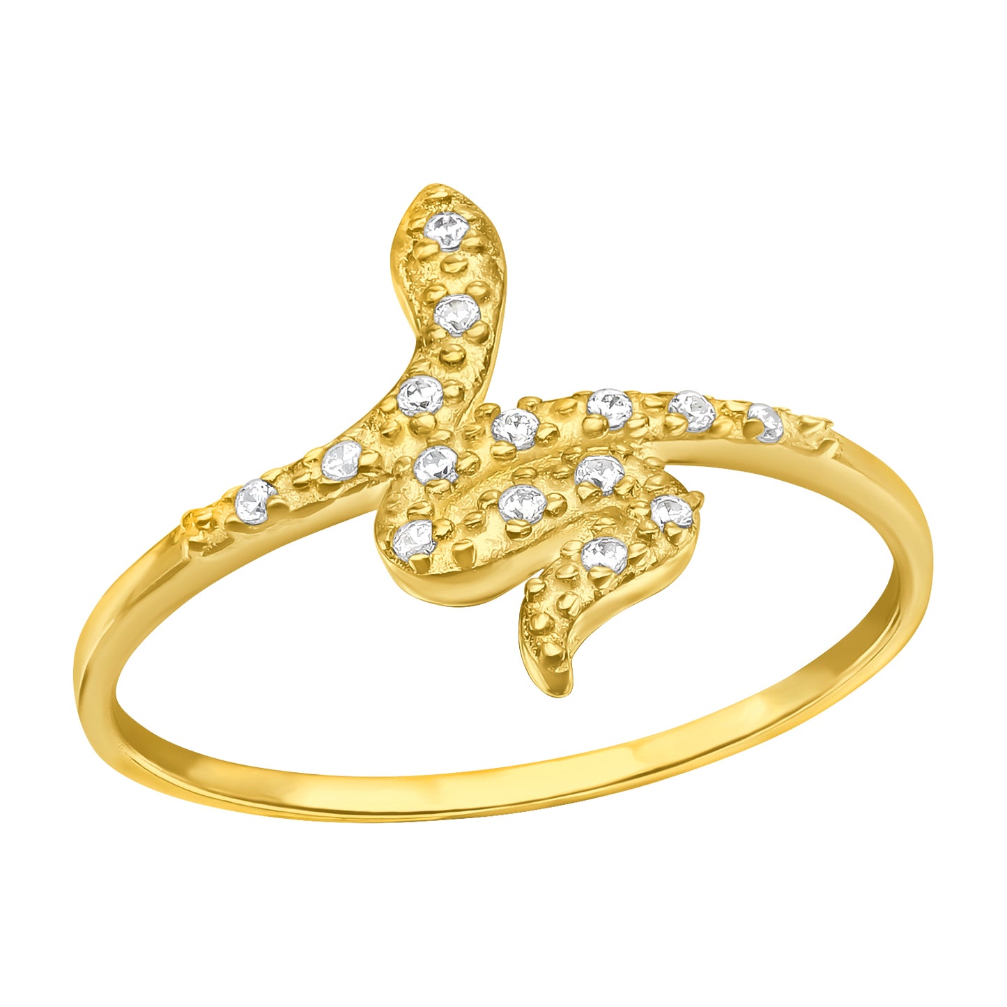 CZ Crystal Snake Ring - Gold Plated 925 Sterling Silver