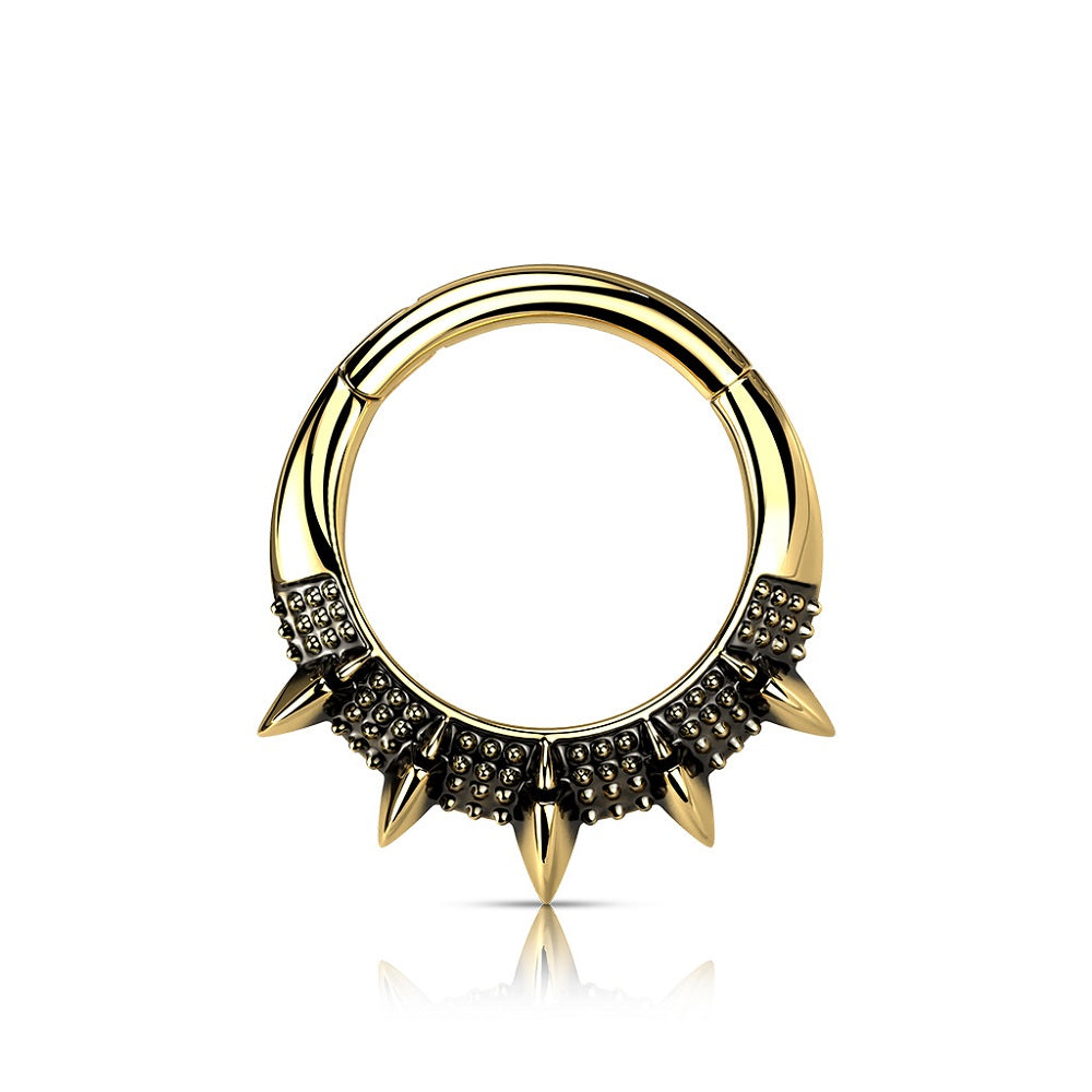 Burnished Spiked Fan Hinged Segment Ring - Precision All 316L Surgical Steel