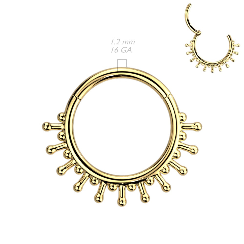 Precision Beaded End Lines with Beads In Between Hinged Segment Ring - 316L Stainless Steel