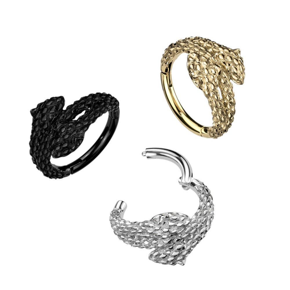 Precision Double Snake Head Hinged Segment Ring - 316L Stainless Steel