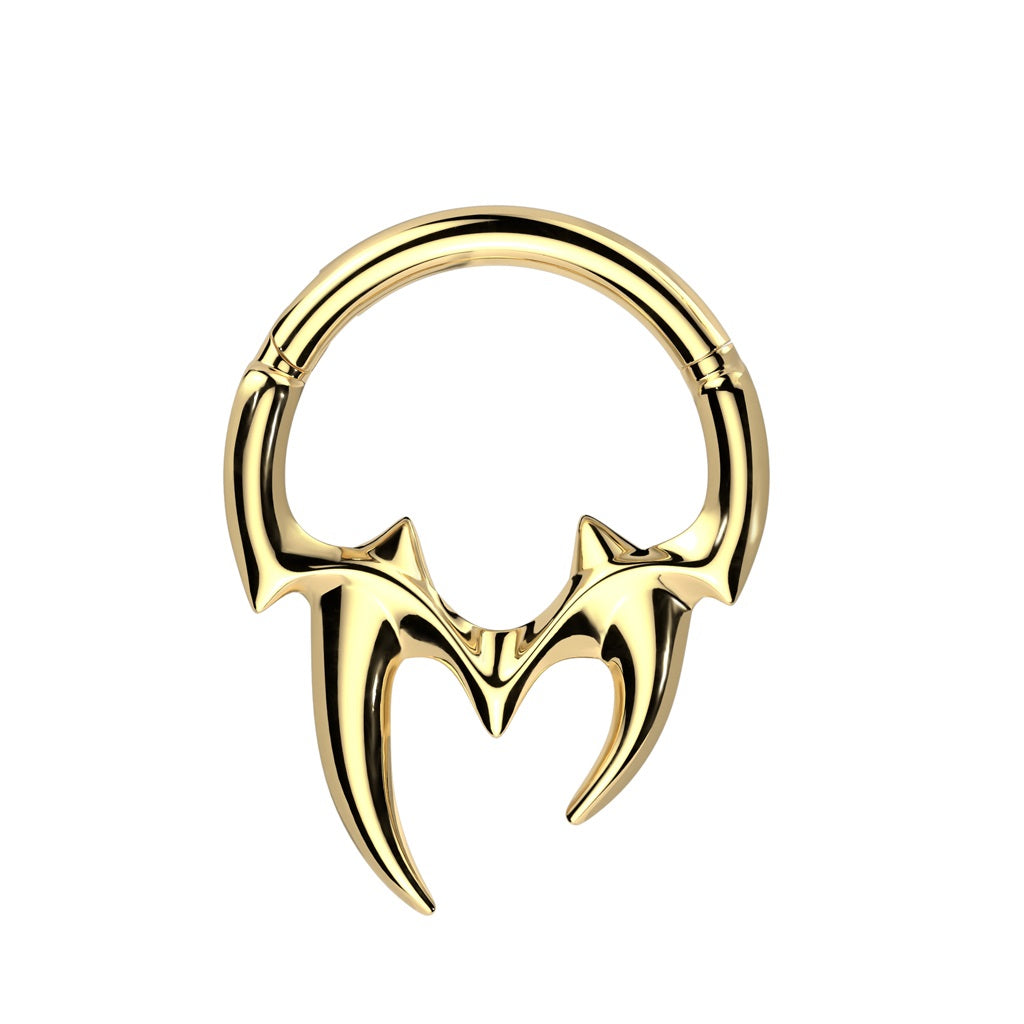 Tribal Fangs Hinged Segment Ring - 316L Stainless Steel