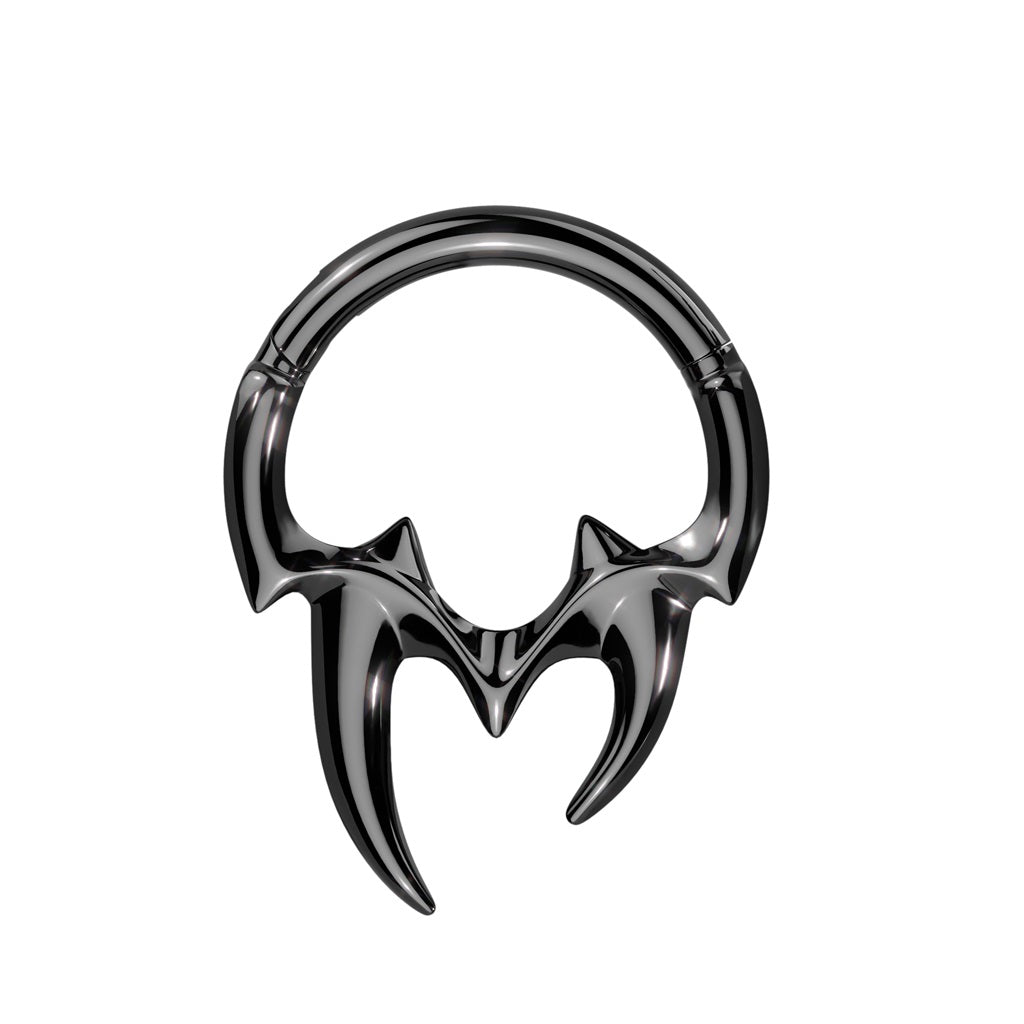 Tribal Fangs Hinged Segment Ring - 316L Stainless Steel