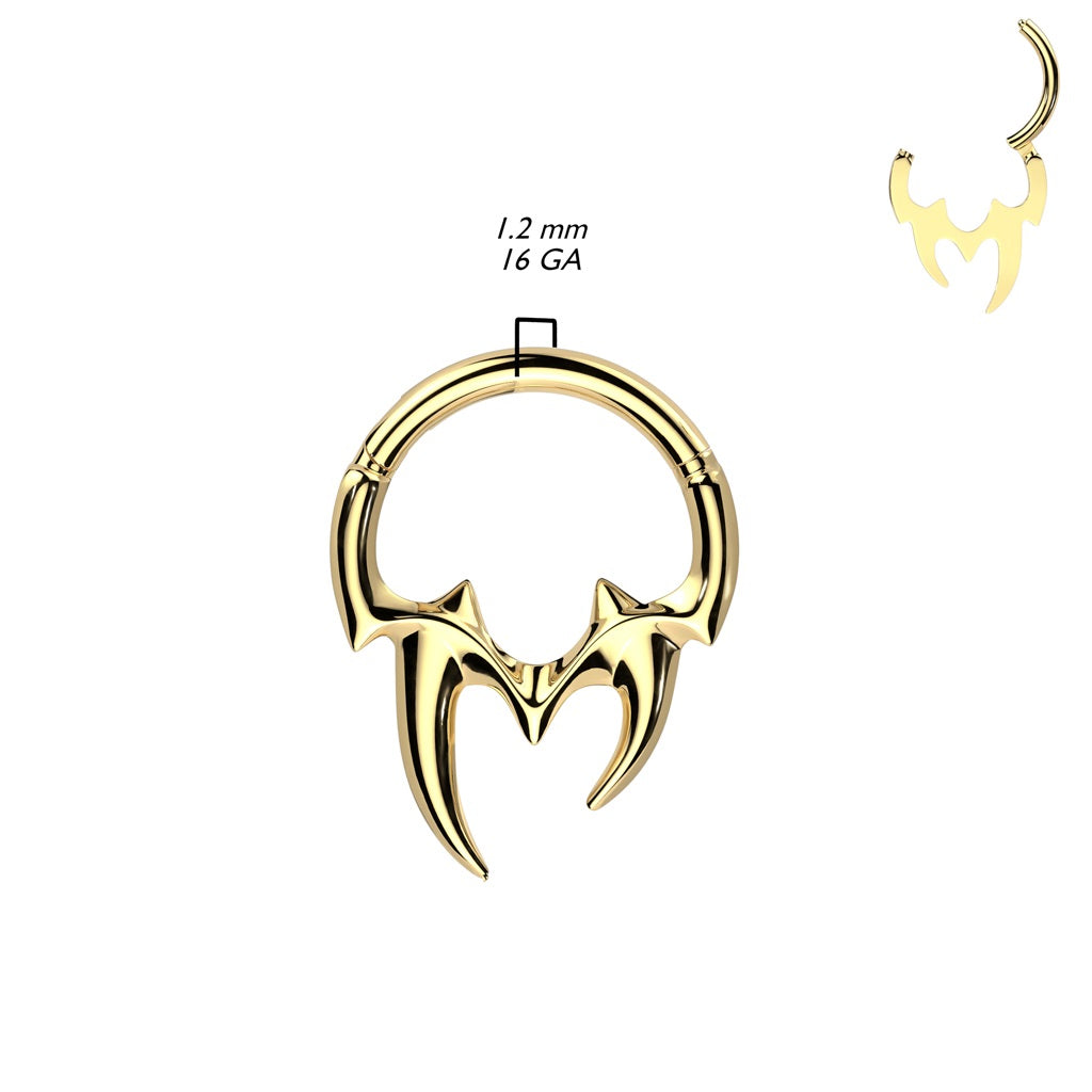 Tribal Fangs Hinged Segment Ring - 316L Stainless Steel