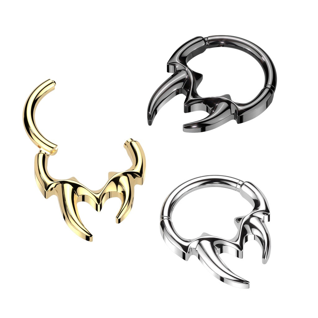 Tribal Fangs Hinged Segment Ring - 316L Stainless Steel