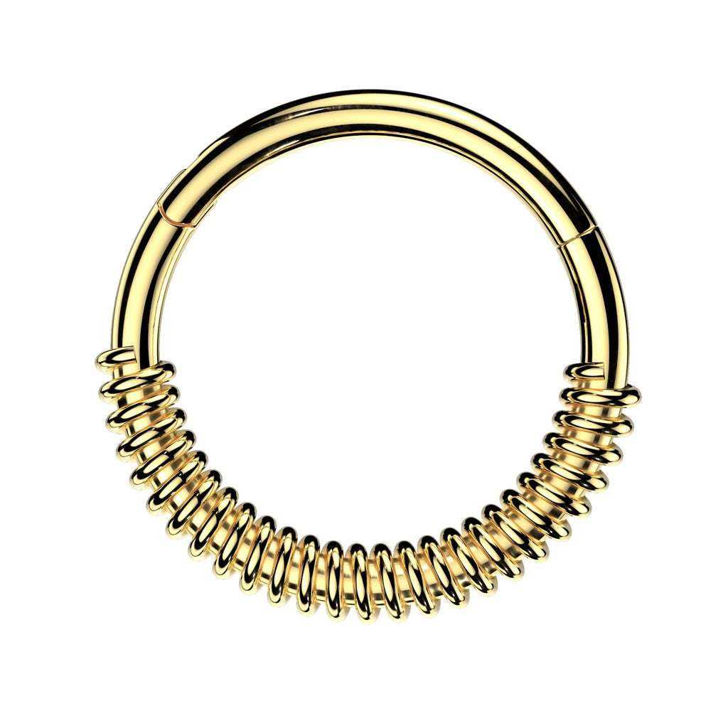 Coiled Front Hinged Segment Clicker Ring - 316L Stainless Steel