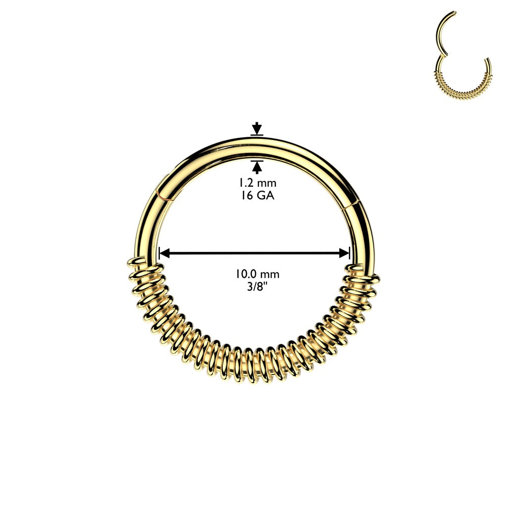 Coiled Front Hinged Segment Clicker Ring - 316L Stainless Steel