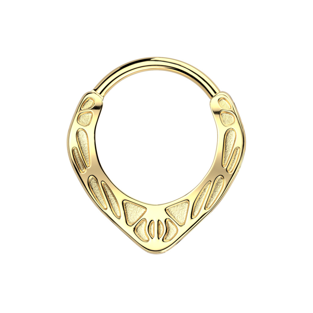 Pointed Tribal Design Hinged Segment Clicker Ring - 316L Stainless Steel