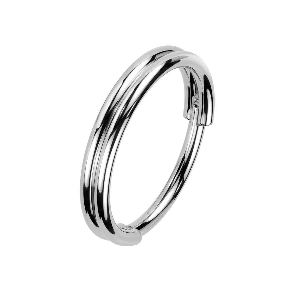 Double Layered Hoop Hinged Segment Clicker Ring - 316L Stainless Steel