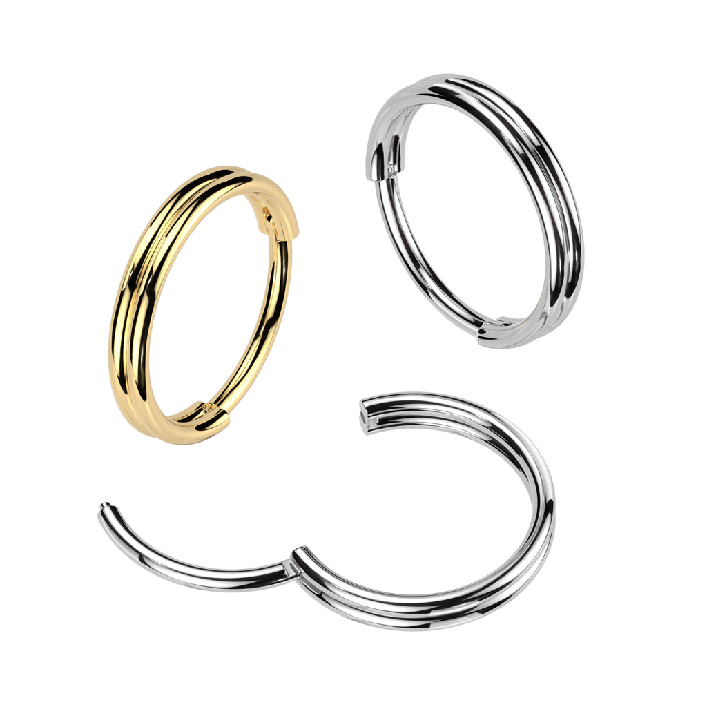 Double Layered Hoop Hinged Segment Clicker Ring - 316L Stainless Steel