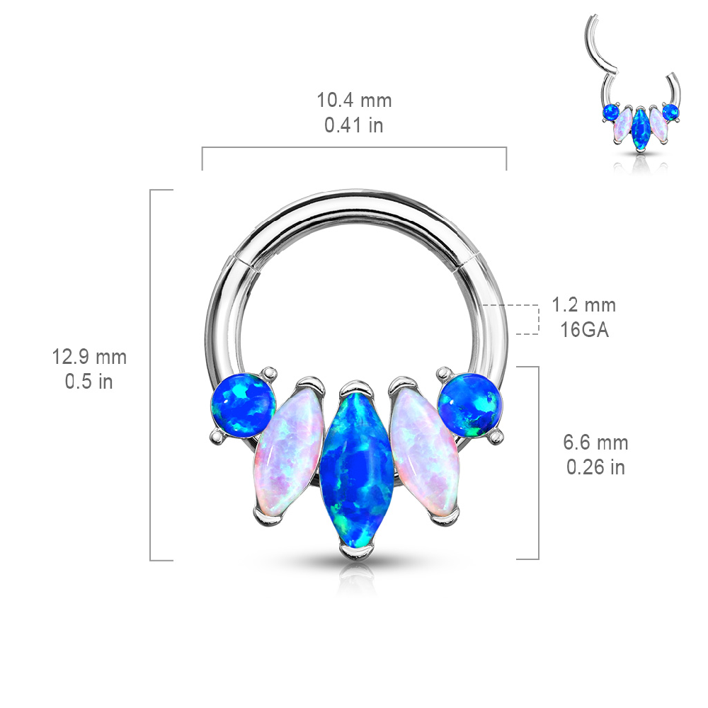 Multi Marquise Opalite Set Hinged Segment Ring - 316L Stainless Steel
