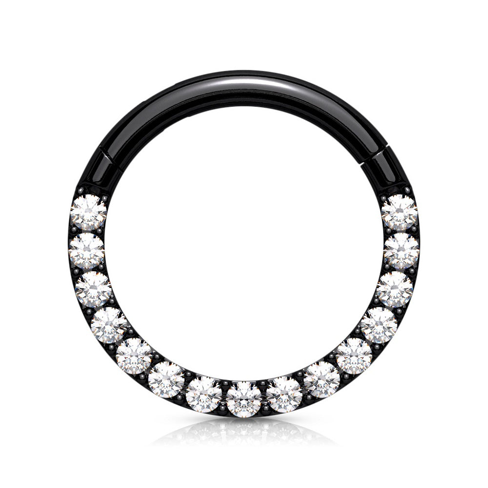 CNC Set CZ Crystal Paved Hinged Segment Ring - 316L Stainless Steel
