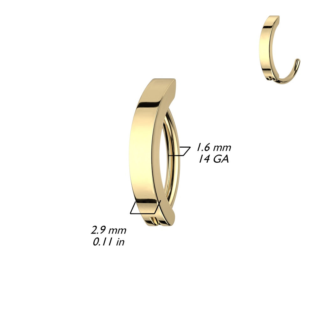 Hinged Curved Bar Belly Button Ring - 316L Stainless Steel