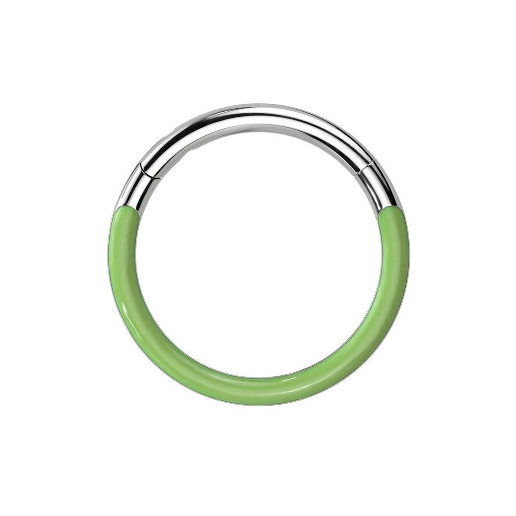 Front Facing Glow in the Dark Lined Hinged Segment Ring - F136 Implant Grade Titanium
