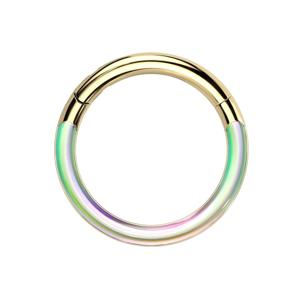 Illuminating Rainbow Front Hinged Segment Clicker Ring - ASTM F-136 Implant Grade Titanium