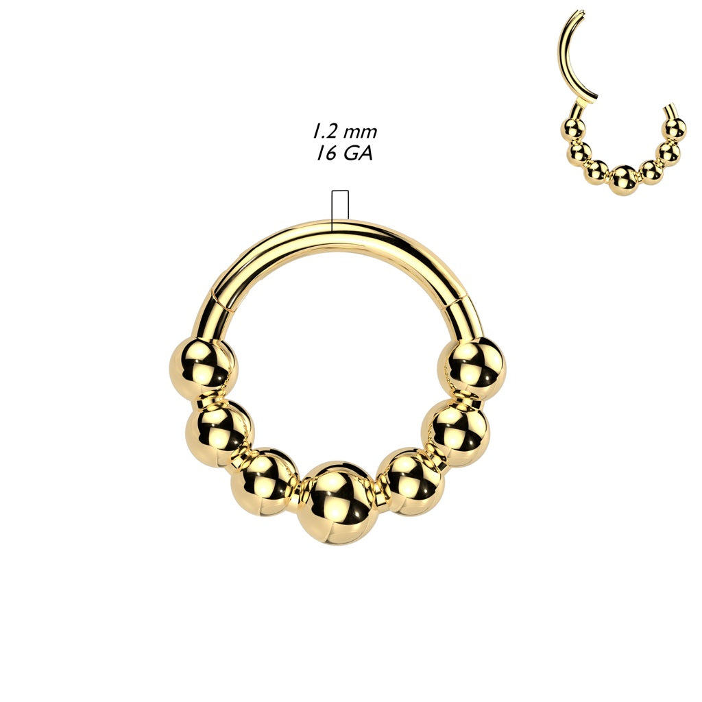 Multi Ball Lined Hinged Segment Clicker Ring - ASTM F-136 Implant Grade Titanium