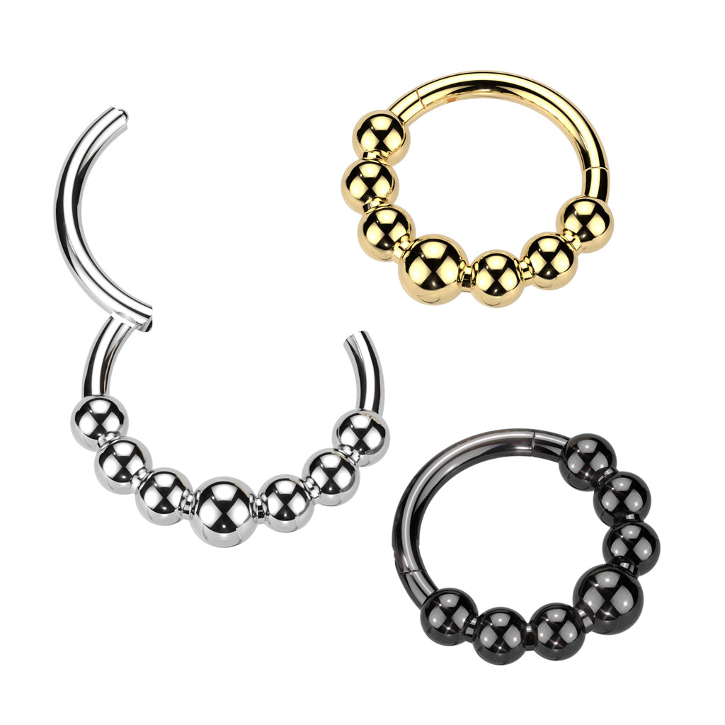 Multi Ball Lined Hinged Segment Clicker Ring - ASTM F-136 Implant Grade Titanium