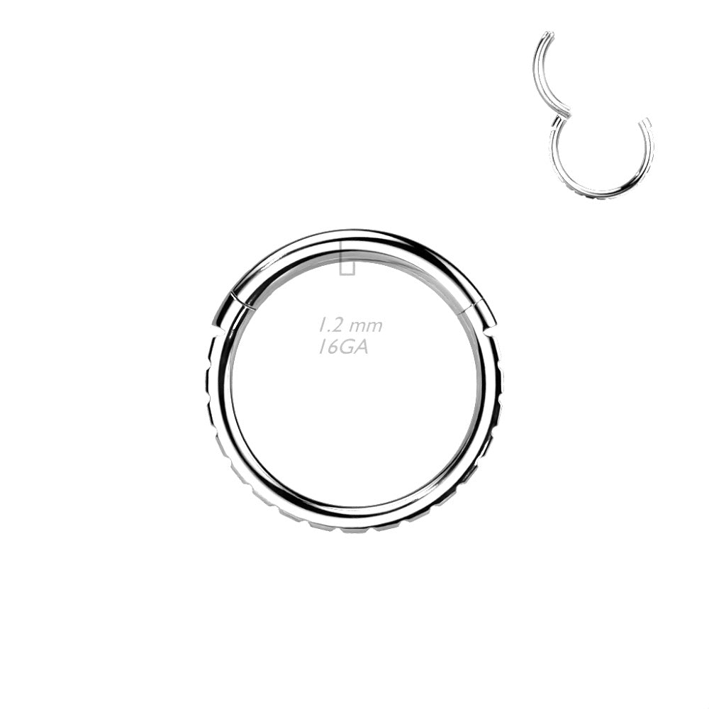 Outward Facing Square CZ Crystal Paved Hinged Segment Ring - G23 Implant Grade Titanium