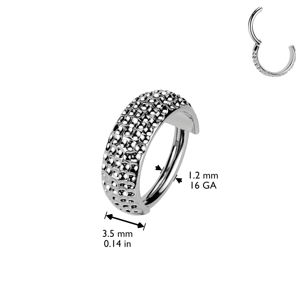 Wide Hoop with Ball Cuts Hinged Segment Clicker Ring - ASTM F-136 Implant Grade Titanium