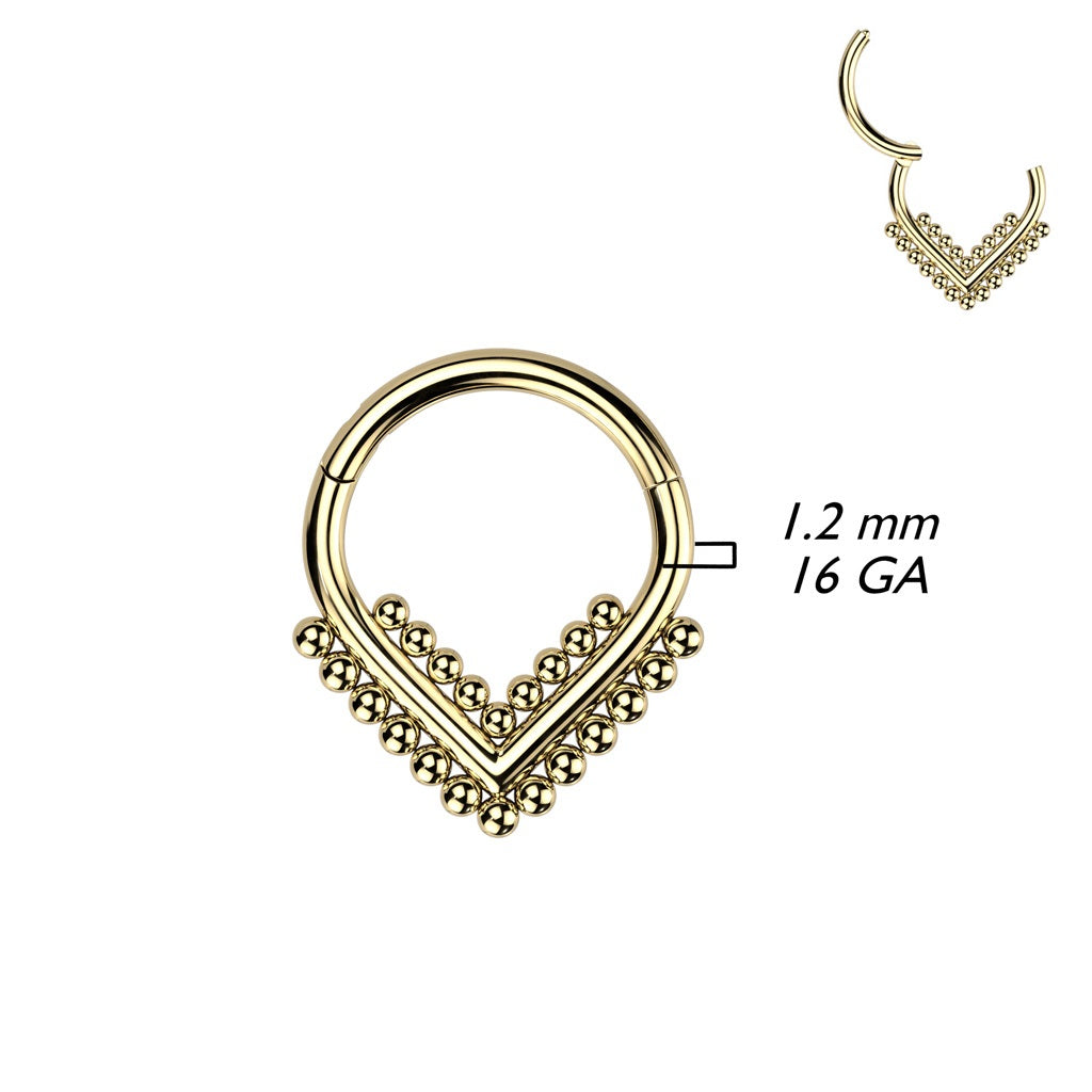 Beaded Ball Lined Chevron Hinged Segment Ring - F136 Implant Grade Titanium
