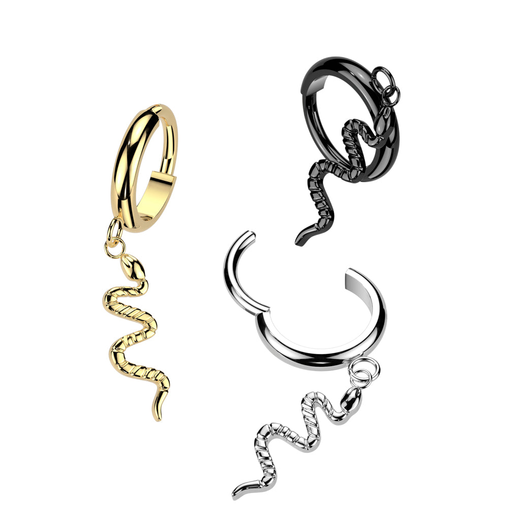 Dangling Snake Hinged Segment Clicker Ring - ASTM F-136 Implant Grade Titanium