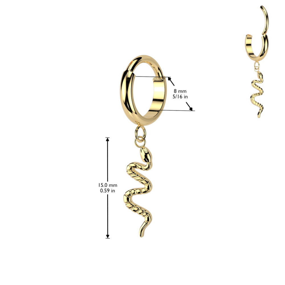 Dangling Snake Hinged Segment Clicker Ring - ASTM F-136 Implant Grade Titanium