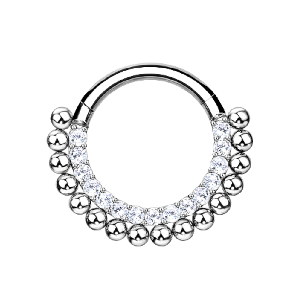 CZ Crystal and Ball Lined Hoop Cartilage Helix Daith Septum Hinged Segment Ring
- G23 Implant Grade Titanium