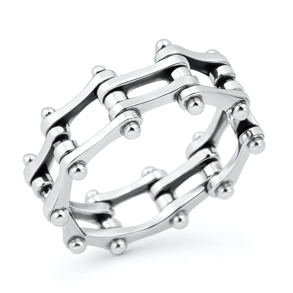 Bike Chain Ring - Oxidized 925 Sterling Silver