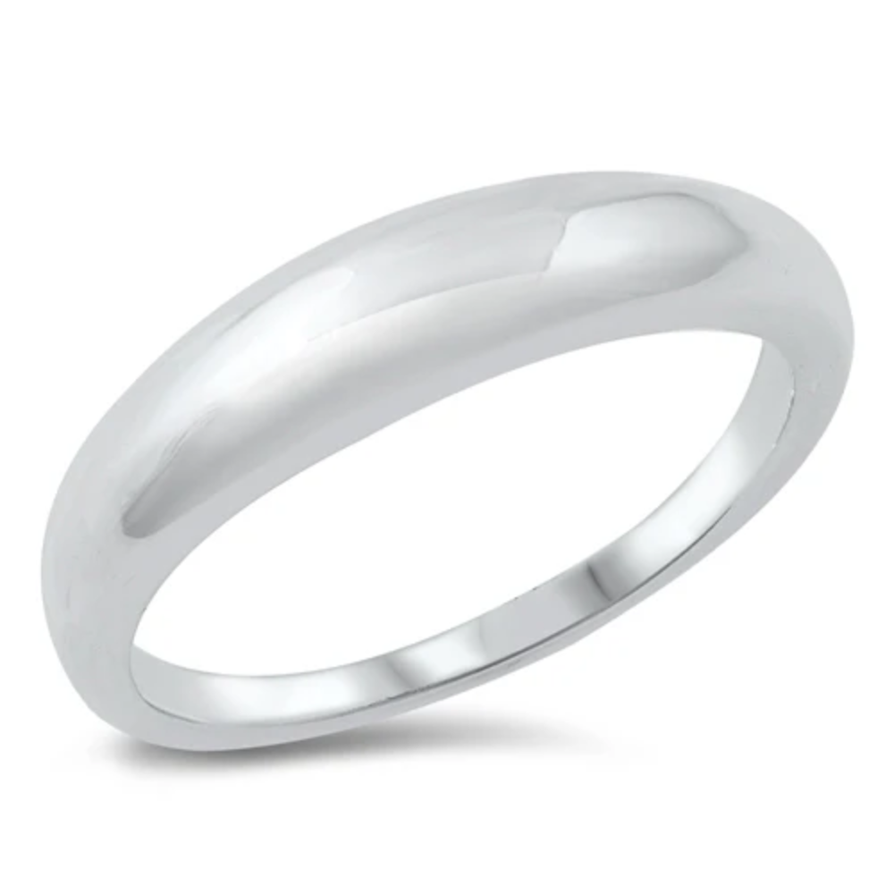 Polished Thin Dome Ring - Rhodium Plated 925 Sterling Silver