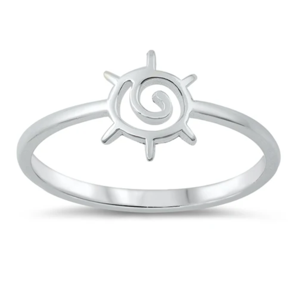 Spiral Sun Ring - Rhodium Plated 925 Sterling Silver