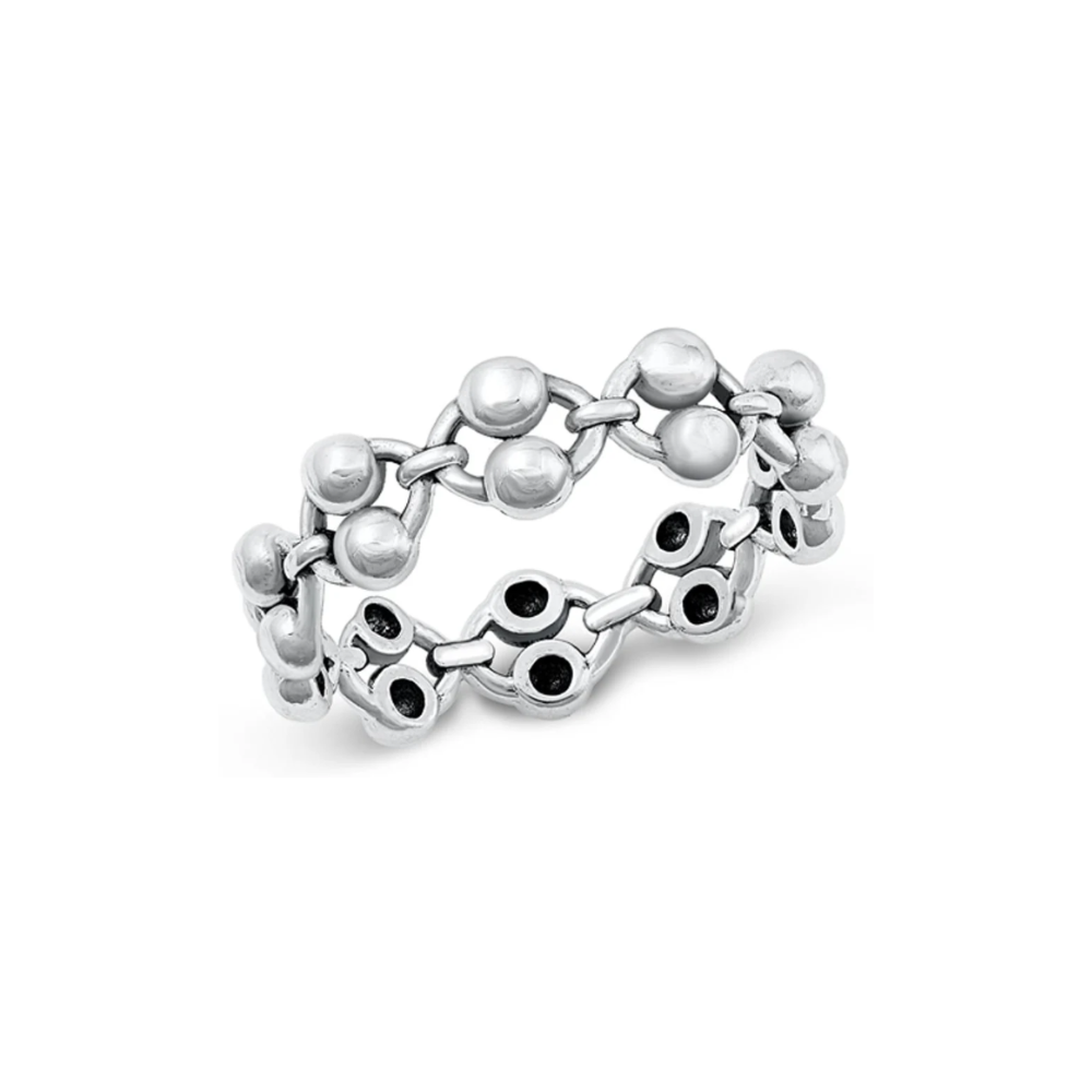 Ball Chain Ring - 925 Sterling Silver