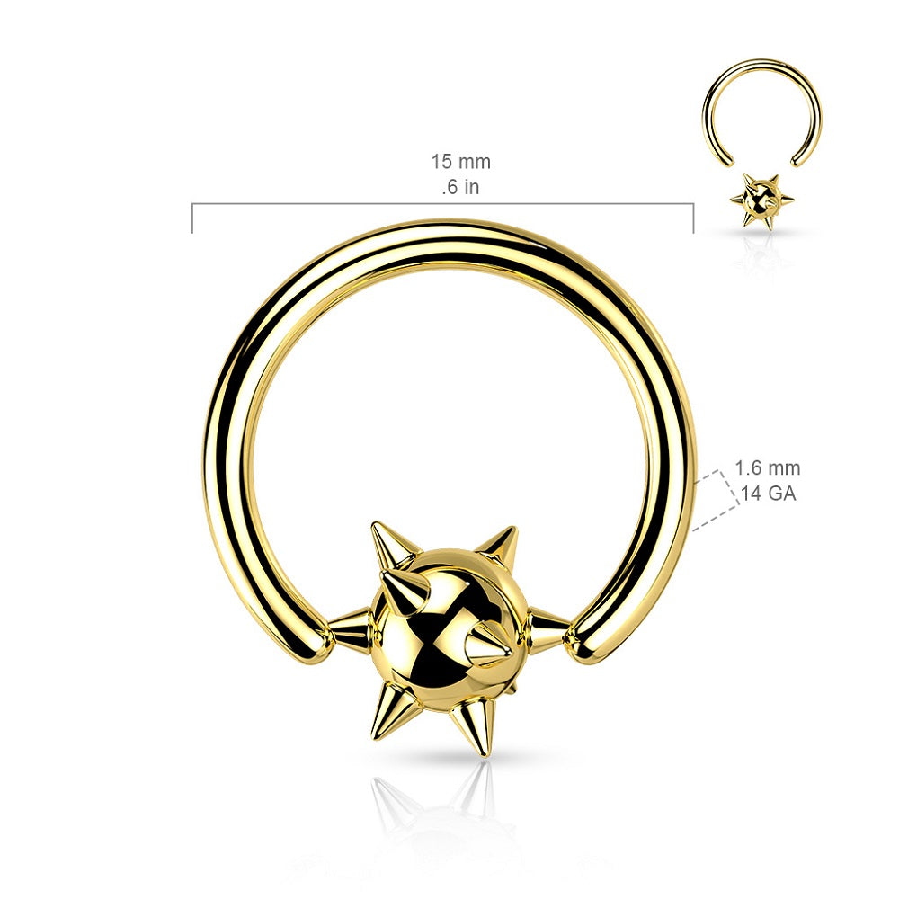 Spiked Ball Captive Bead Ring
- 316L Stainless Steel