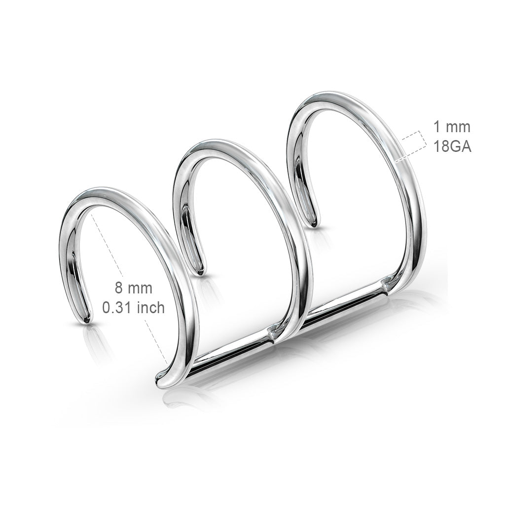 Triple Hoop Non-Piercing Cartilage Cuff