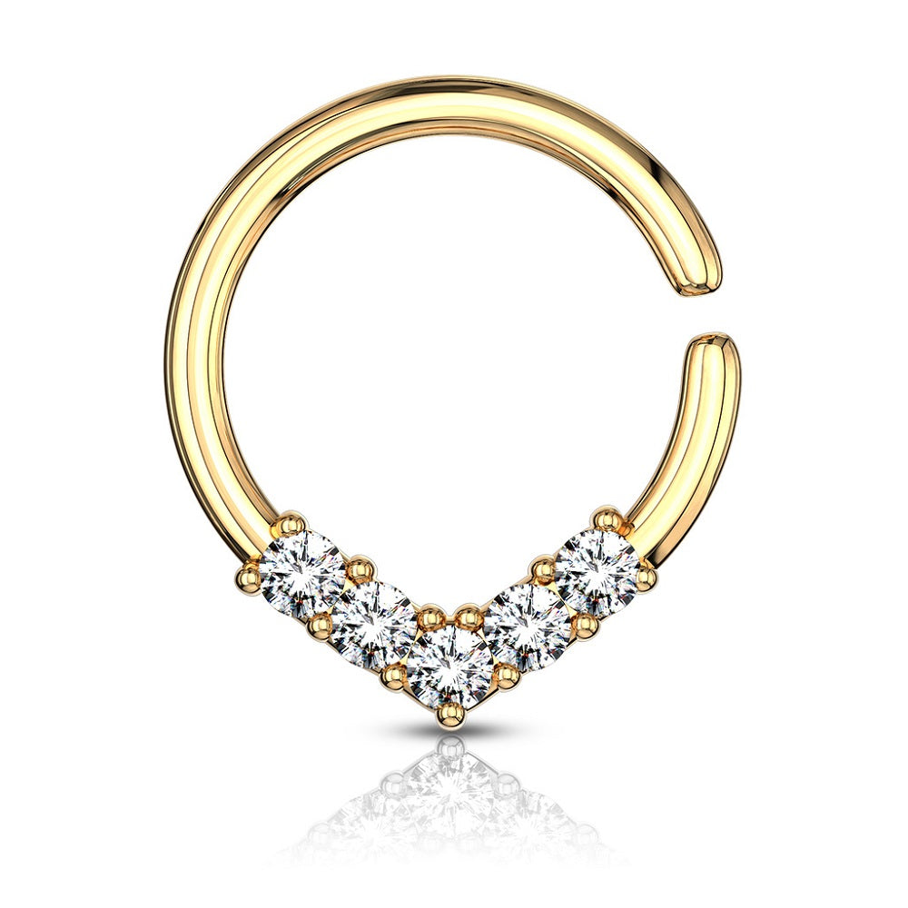 CZ Crystal V-Shaped Bendable Ring - Brass