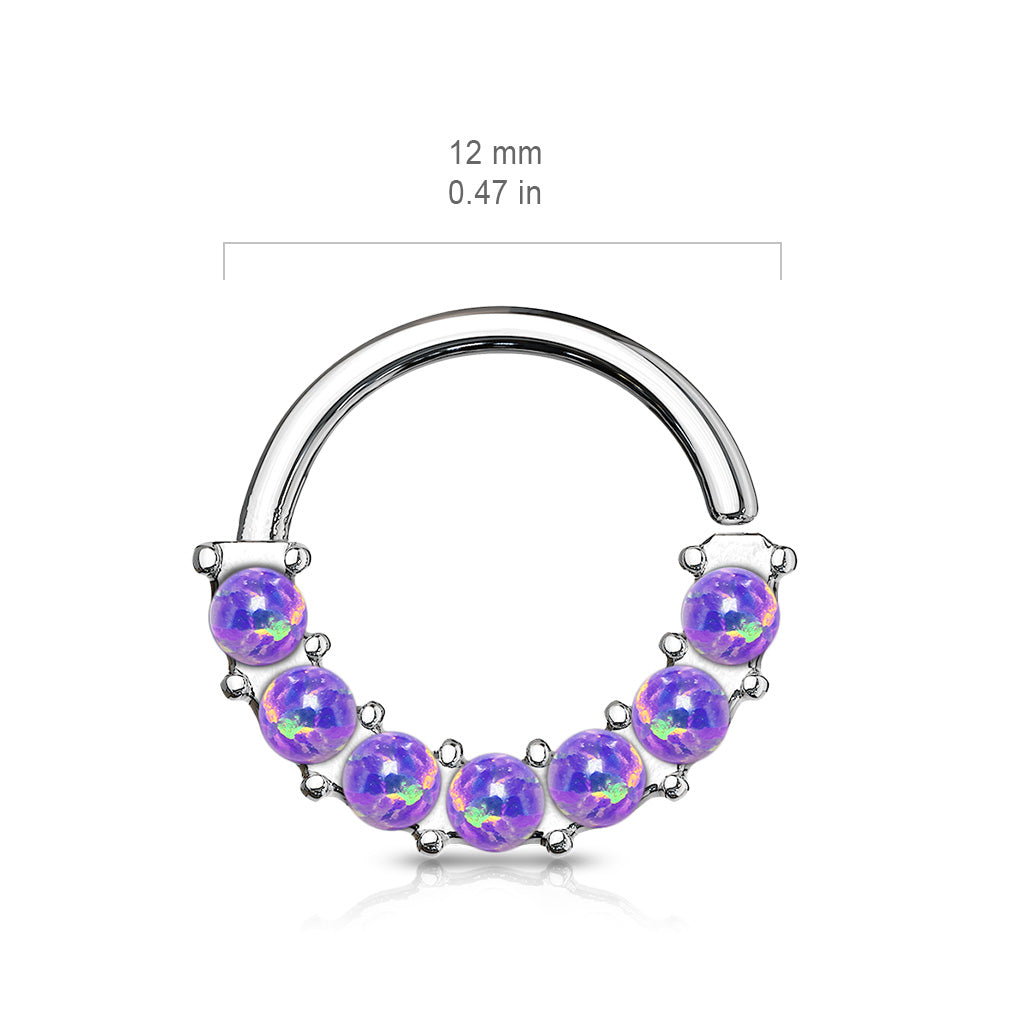 Multi Synthetic Opal Front Facing Bendable Ring - Stainless Steel